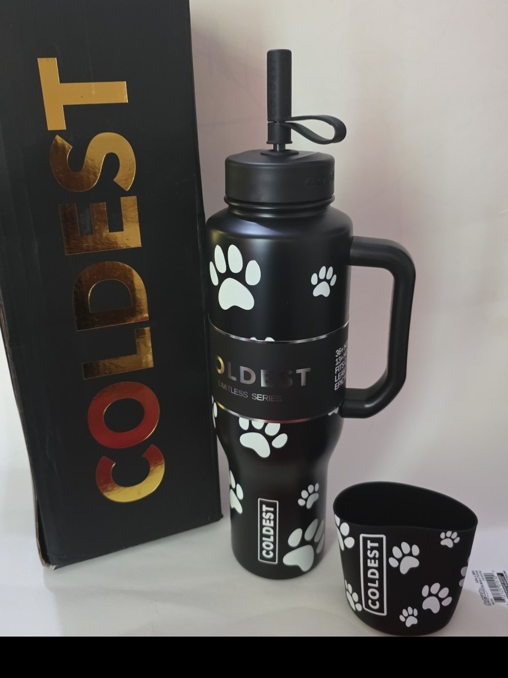 46oz Coldest Limitless Ultra Insulated Water Bottle GLOWIE PAWS